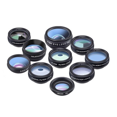 Kit obiectiv mobil APEXEL APL-DG10 10 &amp;icirc;n 1 (negru) foto