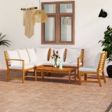 VidaXL Set mobilier de grădină cu perne crem, 5 piese, lemn de acacia 3057770