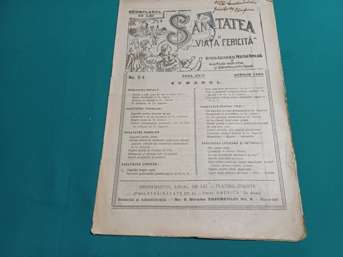 REVISTA SĂNĂTATEA ȘI VIAȚĂ FERICITĂ* NR.3-4 * APRILIE 1924 *27