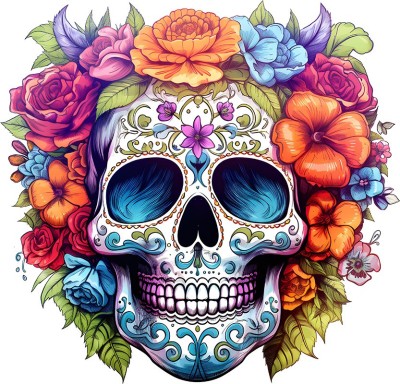 Sticker decorativ, Skull, Alb, 62 cm, 1357STK-5 foto