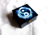 Cutie Lemn Yin Yang Decorativa Bijuterii, Accesorii Pictata Manual 10x10x5 cm