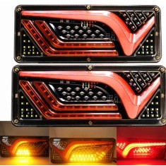 BZRSH Set 2 Stopuri LED Spate Triple 12-24V Semnalizare Dinamica 33x13cm Alb Rosu Galben