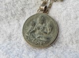 Argint MEDALION MASIV BUDDHA din teracota VECHI manopera EXCEPTIONALA splendid UNIC de colectie
