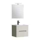Cumpara ieftin Trent mobilier de baie 60 cm ceramică chiuvetă (2 sertare) cu oglindă 60x80 cm verde-alb
