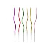 Set 6 lumanari pentru tort B&amp;C, forma vartej, multicolor, metalizat,16,5x0,25 cm