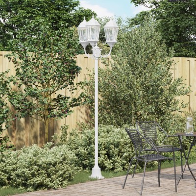 St&amp;acirc;lp de iluminat pentru grădină vidaXL cu 3 lămpi E27 Alb 220 cm Aluminium foto