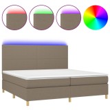 Cumpara ieftin Pat cu arcuri, saltea si LED, gri taupe, 200x200 cm, textil