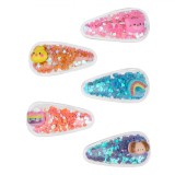 Set 5 Clame Par Metalice, Model 3D, Multicolor, Confetti Inimi și Animale, 6 cm, Pentru Fete, Oem
