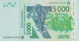 Bancnota Statele Africii de Vest 5.000 Franci 2022 - P317D UNC ( Mali )