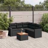 vidaXL Set mobilier de grădină cu perne, 6 piese, negru, poliratan 3224116
