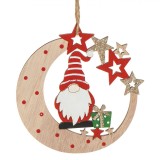 Ornament Brad Crăciun, Gnome, Lemn, Roșu/ Maro, 10cm, Oem