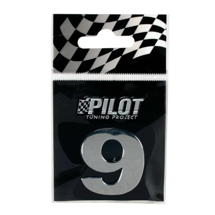 Autocolant 3D crom Type-3 (28mm) cifra - &quot; 9 &quot; Garage AutoRide