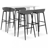 vidaXL Set mobilier de bar, 5 piese, alb și gri 3057411