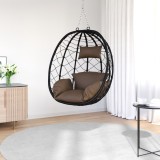 VidaXL Scaun cu Ou Suspendat fără Stativ Cafea Rattan Poly