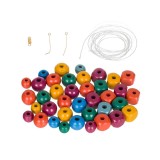 Set creativ Margele din lemn si accesorii incluse, Multicolore, ATU-083565, Oem