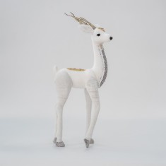 Decoratiune Velvet White Deer 19 cm x 45 cm
