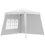 Pavilion pentru gradina/comercial, cadru otel, 2 pereti, pliabil, cu geanta, inaltime reglabila, alb, 2.89x2.89x2.50 m