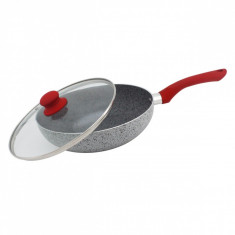 Tigaie Wok cu capac ZEPHYR ZP 1320 NM26C 26 cm, Acoperire marmura, Inductie, Gri foto