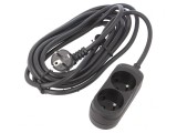 Prelungitor Alimentare Negru 5m 16A 2 Prize
