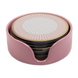 Cumpara ieftin Set 8 suporturi pahare plastic alb roz (8) &Oslash; 10x4 cm