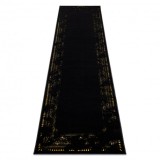 Modern GLOSS covor, traversa 408C 86 Cadru stilat, glamour, art deco negru / aur, 70x300 cm, Dreptunghi, Polipropilena