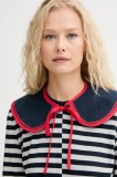 Renewed guler decorativ din denim creative upcycling culoarea bleumarin, cu imprimeu, Renewed INTU x Answear