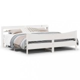 VidaXL Cadru pat cu tăblie 200x200 cm, alb, lemn masiv de pin
