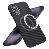 Husa iPhone 16 Asteroid GSM Aramid Fiber MagSafe, negru