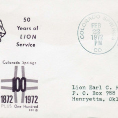 Plic LIONS CLUB, Colorado Springs, Colorado, S.U.A., 22 February 1972