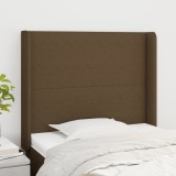 vidaXL Tăblie de pat cu aripioare maro &icirc;nchis 103x16x118/128 cm textil