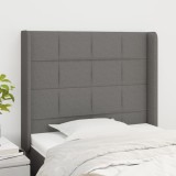 Tăblie de pat cu aripioare gri &icirc;nchis 83x16x118/128 cm textil