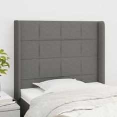 Tăblie de pat cu aripioare gri &amp;icirc;nchis 83x16x118/128 cm textil foto