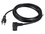 Cablu Alimentare 3x18AWG IEC C13 90&deg; NEMA 5-15 PVC 3m