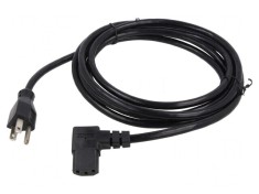 Cablu Alimentare 3x18AWG IEC C13 90&deg; NEMA 5-15 PVC 3m