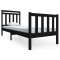 Cadru de pat mic single, negru, 75x190 cm, lemn masiv