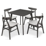 Cumpara ieftin Set Masa si Scaune Benson-Orlean 5 Piese Gri Rustic 80x80x75 cm