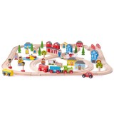 Circuit auto si feroviar (91 piese) PlayLearn Toys, BigJigs Toys