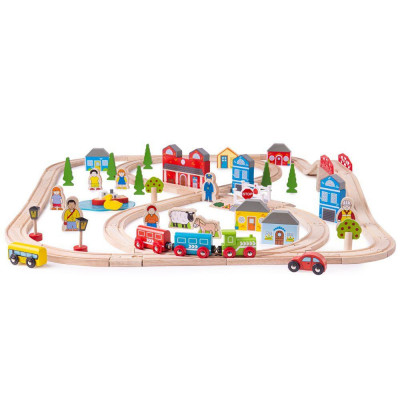 Circuit auto si feroviar (87 piese) PlayLearn Toys foto