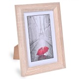 Rama Foto MDF, Model Efect Lemn, Dimensiune Fotografie 10x15cm, Culoare Naturala, Sticla, Oem