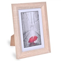 Rama Foto MDF, Model Efect Lemn, Dimensiune Fotografie 10x15cm, Culoare Naturala, Sticla