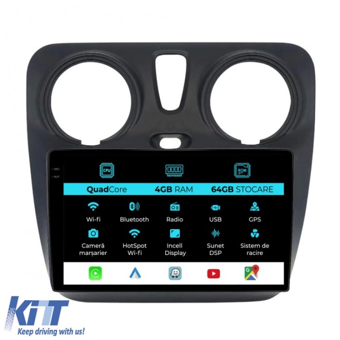 Navigatie Dedicata Dacia Dokker Lodgy (2012-2020),QuadCore, 9Inch, 4Gb Ram, 64Gb Stocare, Carplay Performance AutoTuning