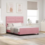 Cumpara ieftin Pat cu arcuri cu headboard Roz 140 x 190 cm Catifea