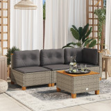 Masa gradina Gossi gri 55x55x36 cm poliratan &amp; lemn acacia, patrata