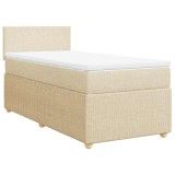 Cumpara ieftin Pat box spring cu saltea, crem, 80x200 cm, textil