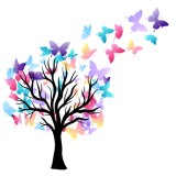 Sticker decorativ - Copac cu Fluturasi - 125x150 cm