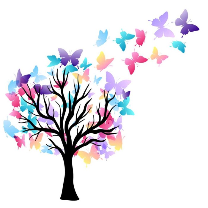 Sticker decorativ - Copac cu Fluturasi - 125x150 cm