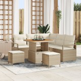 Set de sofa de grădină vidaXL 8 piese cu perne bej din ratan sintetic, Sofa de grădină vidaXL cu 2 locuri și perne bej din ratan sintetic, Set de dini