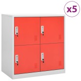 Cumpara ieftin Dulapuri vestiar 5 buc. gri deschis si rosu 90x45x92,5 cm otel