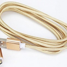 Cablu date Star iDroid la USB 2M cu incarcare Micro + Lightning Premium auriu