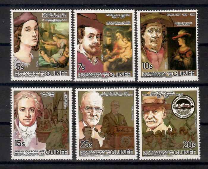 Guineea 1984 - Personalități-Rubens, Rembrandt, Rafael si altii, MNH